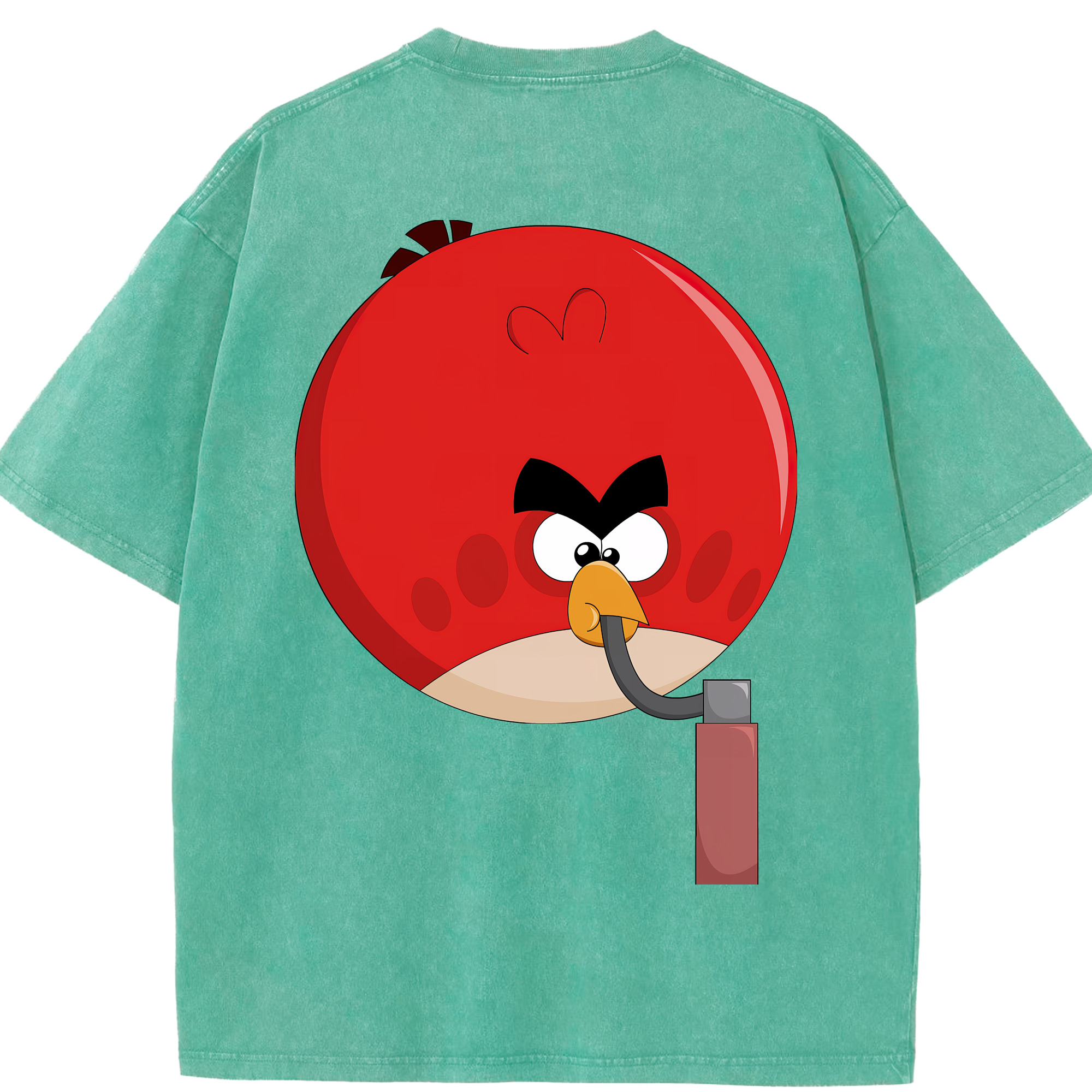 （画像用） Angry Birds アングリーバード 綿100% ヴィンテージ風 半袖Tシャツ（背面プリント）